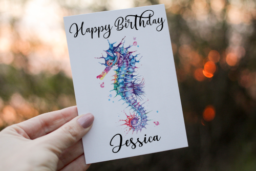 Seahorse Birthday Card, Card for Birthday, Birthday Card - Click Image to Close